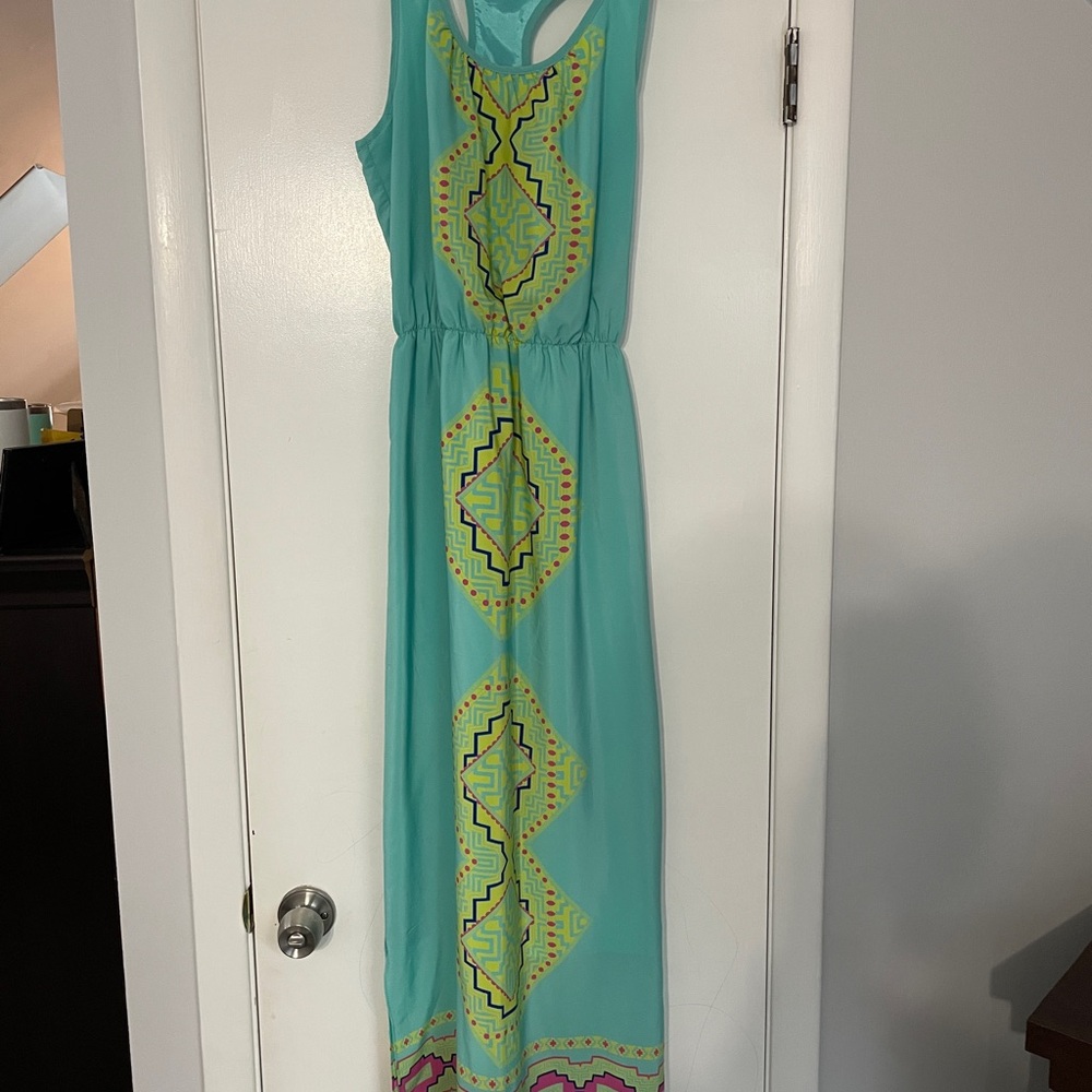 Sleeveless Turquoise Maxi Dress